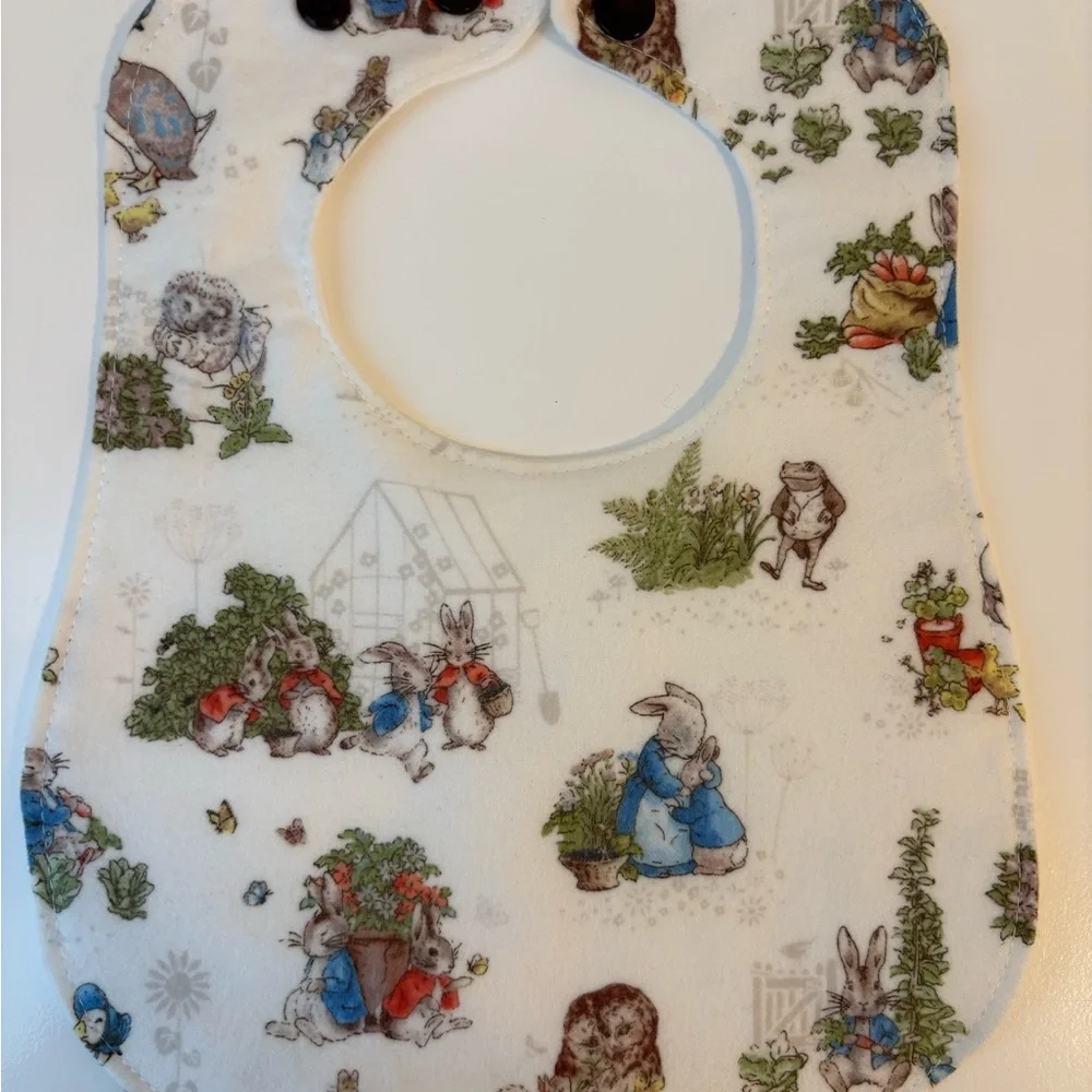 Peter Rabbit flannel bib and burp cloth set